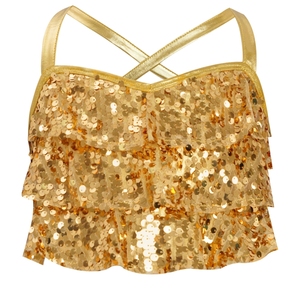 Débardeur court à volants pour filles de 6 à 16 ans, style danse de salon, camisole métallique, costume de danse jazz, pour compétition de cheerleading et performance scénique - Product Image 2