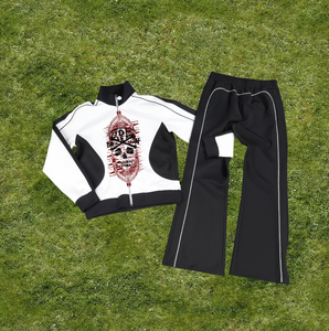 Nueva llegada de 500gsm lana de peso pesado sudaderas pantalones de chándal Conjunto personalizado hombres de gran tamaño lavado ácido Boxy recortado Sudadera con capucha otoño estampado - Product Image 1