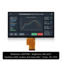 Module LCD TFT TMK 7 pouces 1024x600 Interface LVDS Écran d'affichage IPS Panneau LCD industriel OEM Rétroéclairage LED personnalisé 260cd/m