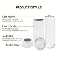 Gobelet droit de 20 oz avec haut-parleur Bluetooth, en acier inoxydable, isolé sous vide, haut-parleur sans fil, tasse à musique, MUGS