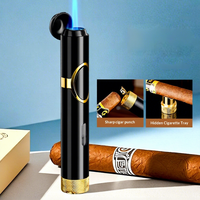 Nouveau Briquet Torche à Flamme Directe en Métal, Multifonctionnel avec Support, Perforateur et Allumeur, Alimenté au Butane, Idéal pour Cigares, Cadeau