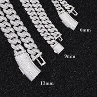 Brazalete de 9 mm y 13 mm de Ancho, Chapado en Oro de 18 Quilates, Plata de Ley S925, Pasa el Test de Diamantes, Brazalete de Moissanita VVS para Hombre