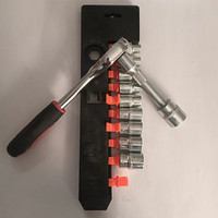 Kit de clés à douilles à cliquet 1/2 pouce, 12 pièces, douilles codées par couleur bleues avec barre d'extension, ensemble d'outils manuels pour réparation automobile