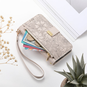 Custodia a <span class=keywords><strong>Portafoglio</strong></span> in Pelle PU di Lusso per <span class=keywords><strong>iPhone</strong></span> 17 con Motivo Floreale e Foglie, con Cordino per Accessori Telefono - Product Image 4