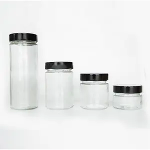 Botella de vidrio transparente para almacenamiento de salsa, 20 onzas, 12 onzas, 8 onzas, 4 onzas, para barbacoa, mayonesa