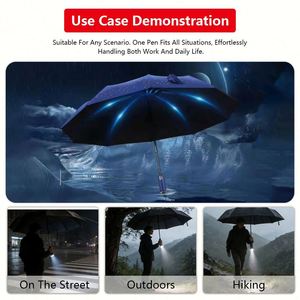Wholesale 3 Fold <b>Umbrella</b> Fully <b>Automatic</b> Sunscreen Sunshade Sun <b>Umbrella</b> Dual Use with LED Flashlight for Business - Product Image 4