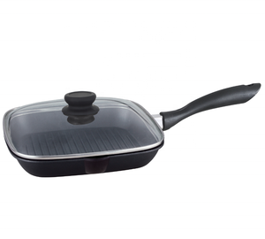 <span class=keywords><strong>Padella</strong></span>/griglia per piastra in marmo ceramico nero in alluminio pressofuso da <span class=keywords><strong>28</strong></span> <span class=keywords><strong>cm</strong></span> con coperchio in vetro - Product Image 1