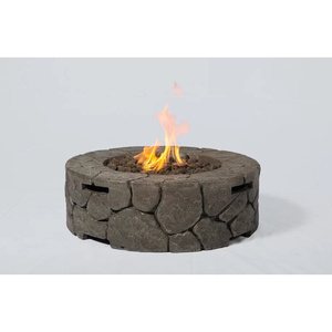 Brasero d'extérieur Db 9 H x 28 L en béton gris anthracite, style rustique, pour brûlage de bois, autoportant, pour espaces de convie dans le jardin - Product Image 4