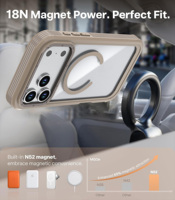 Étui magnétique transparent pour iPhone 17 Pro Max Air 16 Plus 15 Pro Max avec clip ceinture et cadre avant, coque de protection robuste