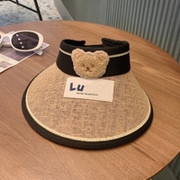 Casquette UV en gros motif dessin animé mignon pour enfants, chapeau d'ours à large bord pour l'extérieur et les voyages