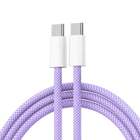 Kabel Braided Type-C untuk iPhone 15 Pro Max, Kabel Data USB-C 60W Pengisian Cepat 1M 2M untuk Ponsel