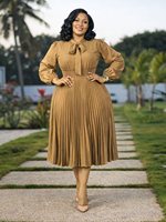 Robe grande taille plissée unie, élégante et tendance, pour le commerce international