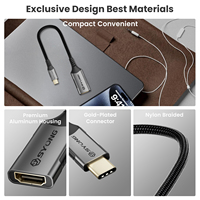 Adaptateur SYONG USB-C vers HDMI 4K60Hz en cuivre, 0,25 m, mâle vers femelle, compatible avec iPhone 17, MacBook, Samsung Galaxy