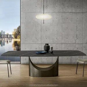 特殊设计u形铁腿餐桌，价格便宜180x90厘米餐桌