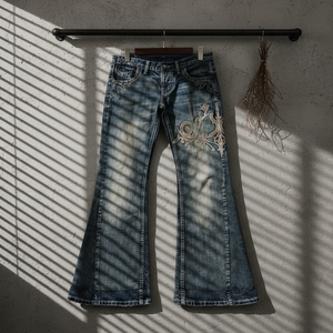 Vaqueros Casuales y Elegantes para Mujer, Estilo Vintage Y2K, Vaqueros Anchos de Mezclilla Lavada con Bordado - Product Image 6