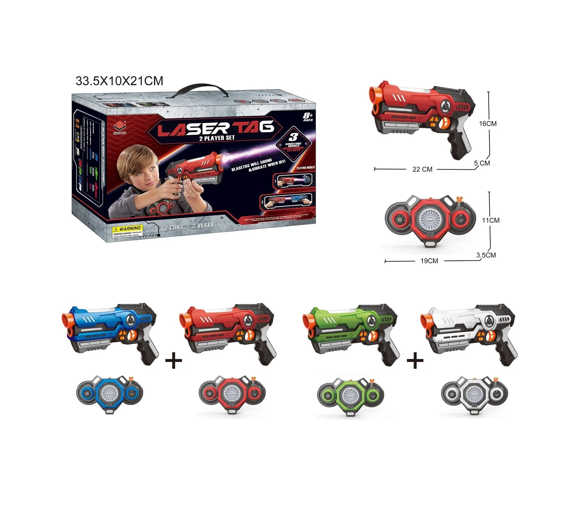 Laser tag gun shooting games laser gun toys with 4 guns and 4 vests