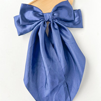 Offre Spéciale femmes Simple à la mode Long ruban cheveux Barrette couleur unie grand Satin cheveux arc
