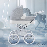 Poussette Bébé Européenne Royale Haut de Gamme, Poussette Double Sens, Peut Être Utilisée Assise ou Allongée, Grandes Roues