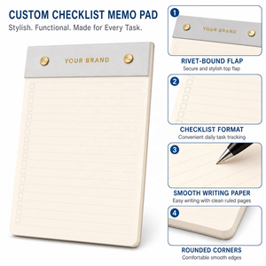 Libreta de Lista de Tareas Personalizada con Papel Couché, Logotipo en Lámina Dorada y Encuadernación con Remaches para Planificación Diaria de Oficina - Product Image 5