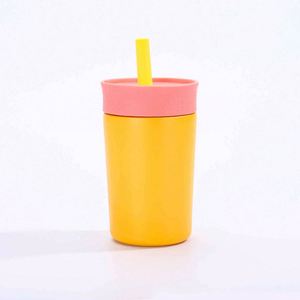 Green <b>Plastic</b> Tumbler With Blue Lid And Straw For Children Spill Proof Modern Design - Product Image 4
