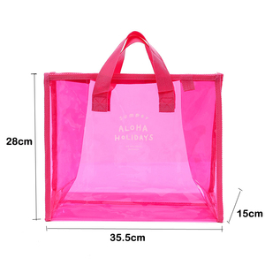 Designer Fashion Jelly <strong>Purses</strong> and Bags Women <strong>Pink</strong> Transparent Beach Tote Ladies Waterproof Clear Pvc Tote Bag - Product Image 3
