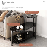 Table d'appoint ovale moderne à 3 niveaux avec bord épais, table basse portable pour salon, mobilier écologique