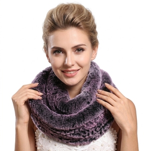 Bufanda de Piel de Conejo Rex Blanca de Lujo para Mujer, Bufanda de Piel Genuina Cálida para Invierno, Bufanda Larga de Felpa Suave, Venta al por Mayor - Product Image 1