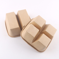 Vente en gros de boîtes à fruits en papier kraft à 3 ou 4 compartiments avec couvercle en PET, emballages jetables pour fruits frais avec séparateur