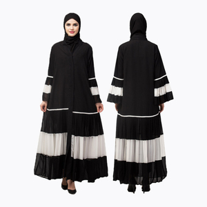New <strong>Model</strong> Open <strong>Abaya</strong> Women Muslim Dress Custom Contrast Pleated at Sleeve and Bottom Front Open <strong>Abaya</strong> - Product Image 2