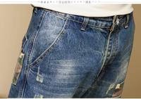 Jeans en denim foncé délavé pour homme, écologiques, respirants, taille mi-haute, style streetwear de luxe, pantalon fuselé grande taille, design avec patchs