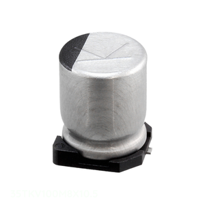 Condensador de Aluminio Original de 100 uF 35TKV100M8X10.5, 100UF 20% 35V SMD, Montaje en Superficie - Product Image 1