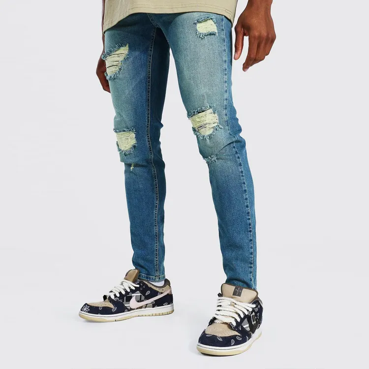 Billige Jeans Großhandel China große und große Kleidung Männer Jeans Hosen zerrissen gerade Bein Jeans Jeans für Männer