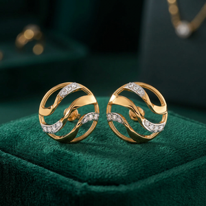 Boucles d'oreilles clous en or rose et diamants de laboratoire pour femme, bijoux classiques pour le quotidien, or 18K 14K 10K, argent 925 935 - Product Image 1