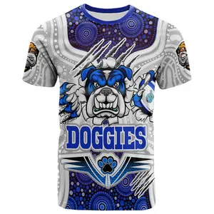 Australia Ciudad de Canterbury Bankstown Camiseta personalizada Ventas directas de fábrica Indígena Super Doggies Scratch Style Camisas para hombres