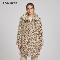 Manteau en fausse fourrure pour femme, imprimé léopard, chaud et épais, mi-long, style streetwear, tendance, en stock