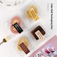 Boîte d'emballage en plastique PET transparente carrée de 1 mm d'épaisseur pour gâteau roulé au tiramisu