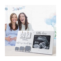 Meilleure vente Compte à rebours en bois semaines Cadre photo à ultrasons pour information sur la naissance