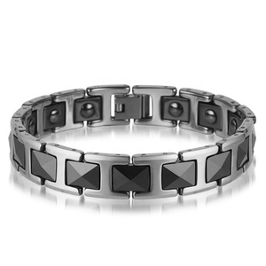 Logo personnalisé japonais céramique magnétique acier inoxydable bracelet mode bijoux chaîne <span class=keywords><strong>manchette</strong></span> bracelets pour hommes cadeau - Product Image 2