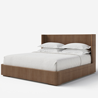 FERLY Meubles de chambre à coucher modernes personnalisables, lit capitonné king size, cadre de lit en bois de chêne, lit d'hôtel avec garantie de 2 ans