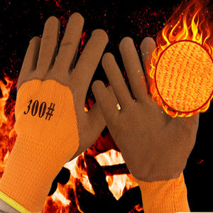 Para <span class=keywords><strong>Winter</strong></span> Terry Brush Guantes Recubiertos de látex de espuma de trabajo de invierno 300 # guantes de nailon - Product Image 5