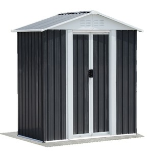 Caseta de almacenamiento exterior de metal de 8x6 pies con puertas dobles para guardar herramientas de jardín - Product Image 5