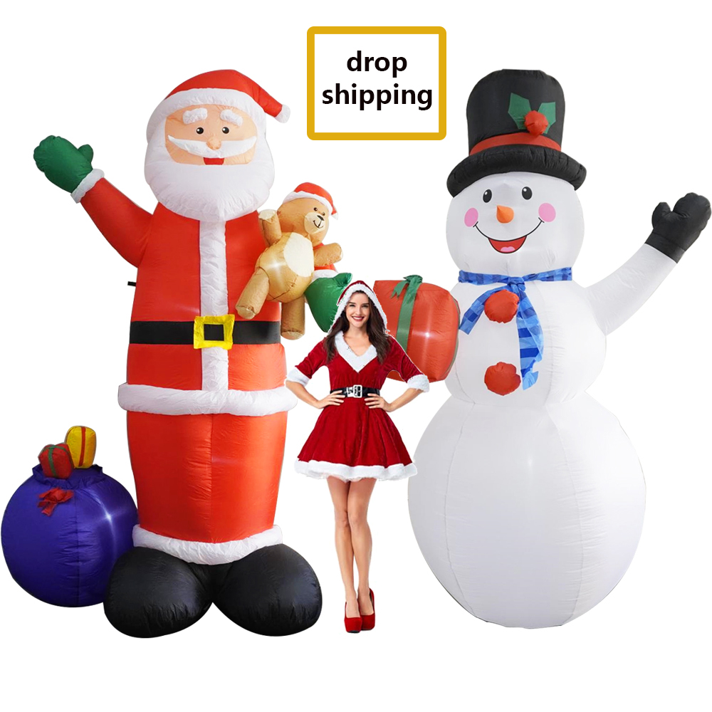 10ft Op Maat Gemaakte Kerstman Kerst Inflatables Mascotte Verlichte Sneeuwpop Decoratief Festival Opblaasbare Kerst