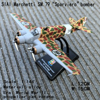 Modelos de Aviones de la Segunda Guerra Mundial 1/144, Bombardero SM.79, Modelo de Avión Italiano Fundido a Presión 1:144, Kits de Modelos de Aviones de Combate de Metal