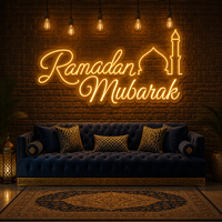 Enseigne néon LED personnalisée Ramadan Mubarak, enseigne lumineuse Ramadan Kareem, néon flexible 3D en forme de mosquée pour la décoration murale de fête musulmane