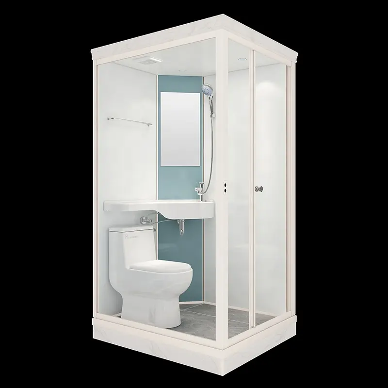Unidad de ducha integrada con esquina cuadrada, diseño sencillo, portátil, prefabricado, Modular, con inodoro, bonito