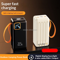 Batterie externe grande capacité 60000 mAh avec 4 câbles intégrés, charge rapide PD 22,5 W, écran LED, lampe torche, chargeur portable avec poignée