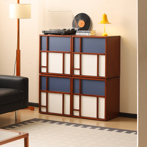 Meuble TV modulaire en bois massif style Bauhaus, coloré et fonctionnel pour salon - Product Image 2