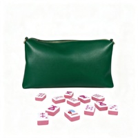Sac de rangement en cuir PU couleur personnalisée avec fermeture éclair pour tuiles de mahjong, jeu de cartes, dés et plateau
