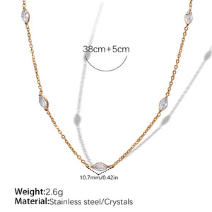 สร้อยคอคริสตัลธรรมชาติเคลือบทอง 18K สแตนเลสสตีล กันน้ำ เงางาม สำหรับผู้หญิง - Product Image 5