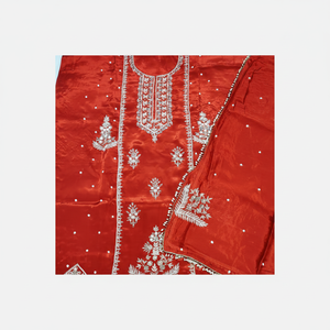 Designer moderne non cousu brodé à la main belle tenue costumes indien mode-avant style traditionnel fait soie indienne - Product Image 1